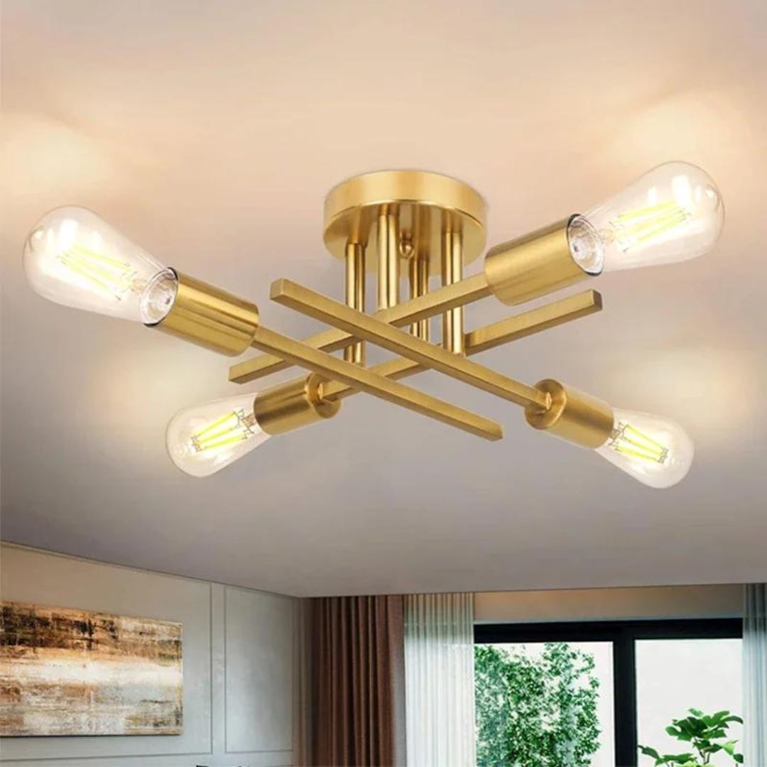 Modern Gold Industrial Ceiling Chandelier