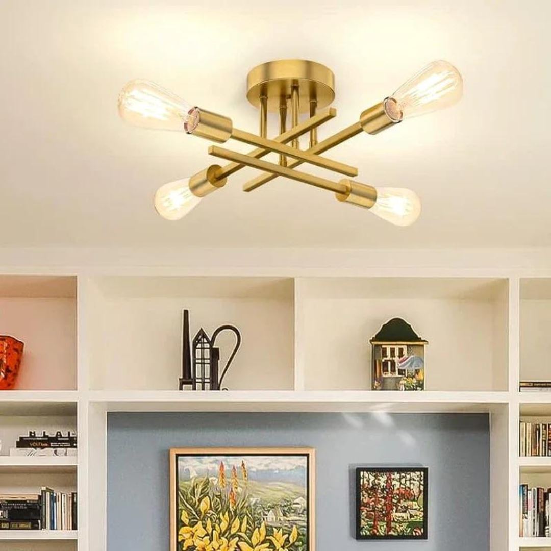 Modern Gold Industrial Ceiling Chandelier
