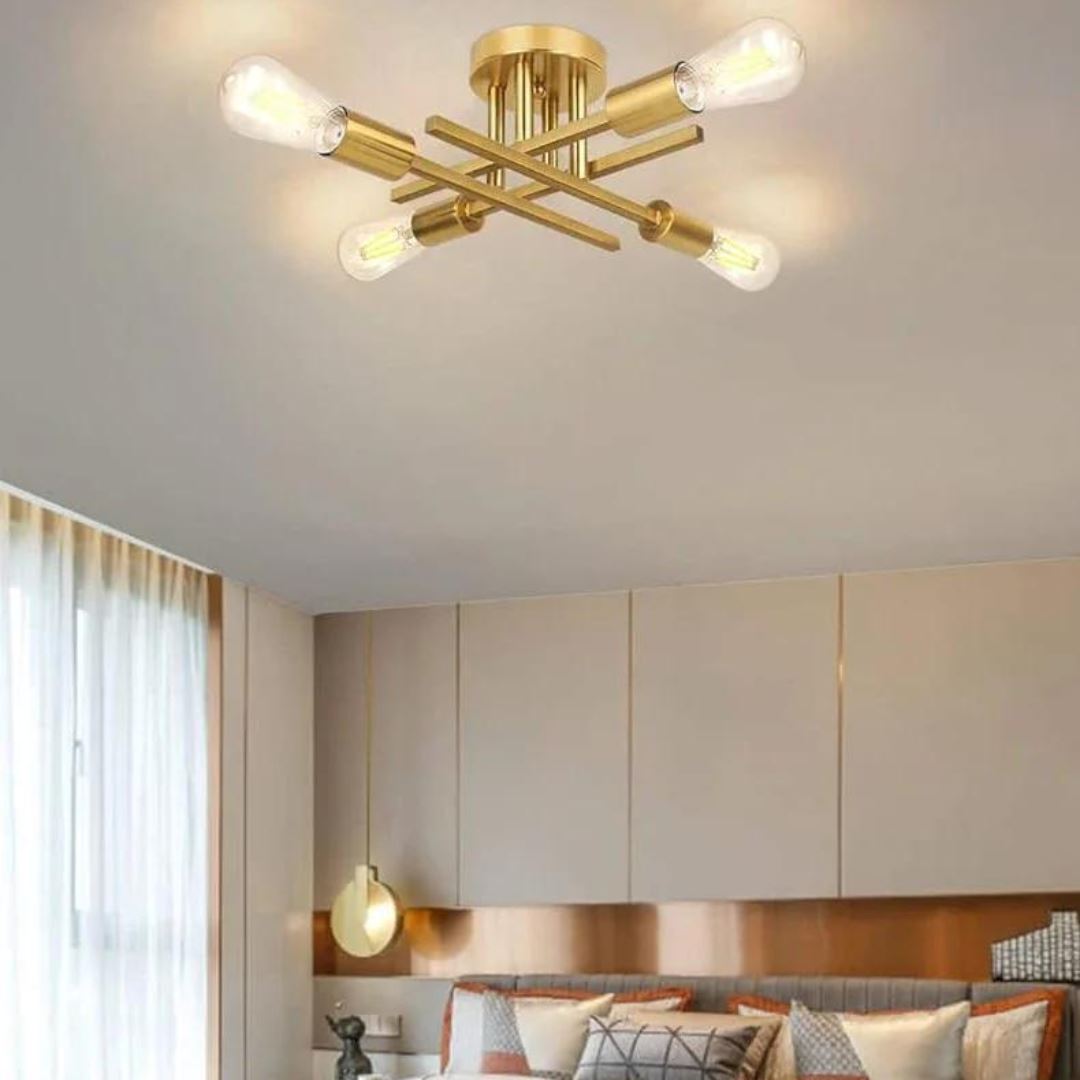 Modern Gold Industrial Ceiling Chandelier
