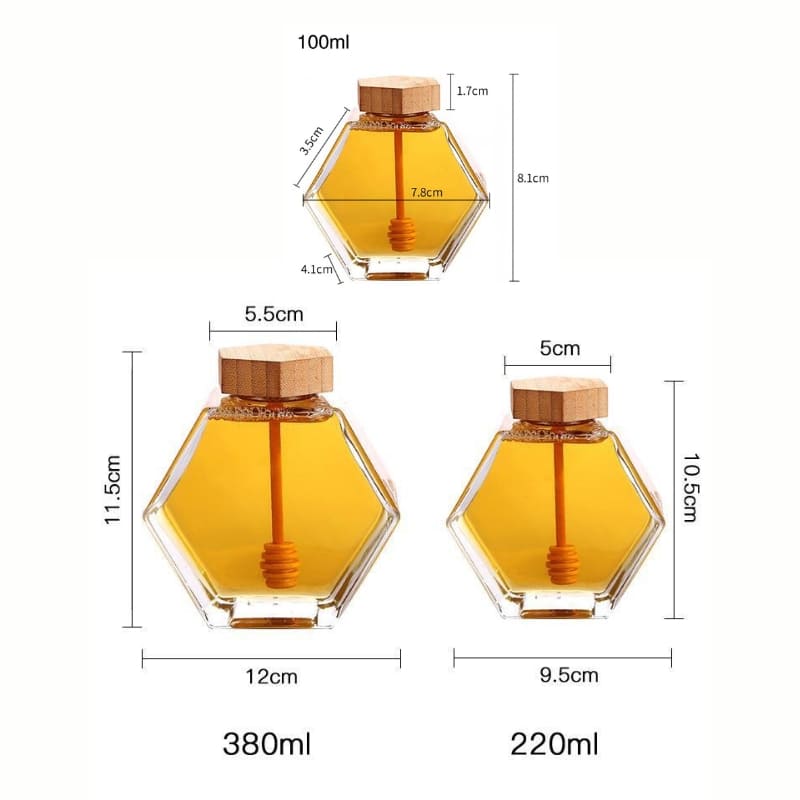 Glass Honey Jar with Wooden Lid and Spoon