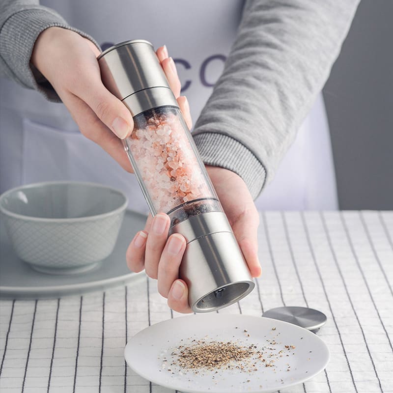 Polished Manual Pepper and Spice Grinder 2-in-1