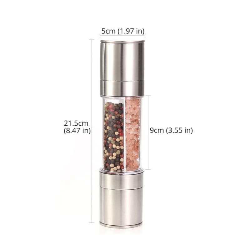 Polished Manual Pepper and Spice Grinder 2-in-1
