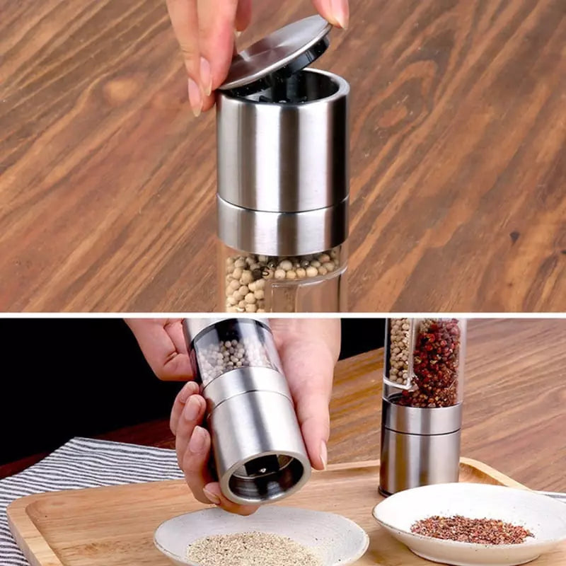 Polished Manual Pepper and Spice Grinder 2-in-1