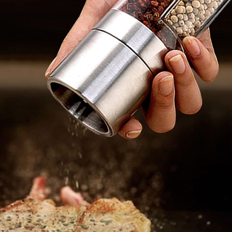 Polished Manual Pepper and Spice Grinder 2-in-1