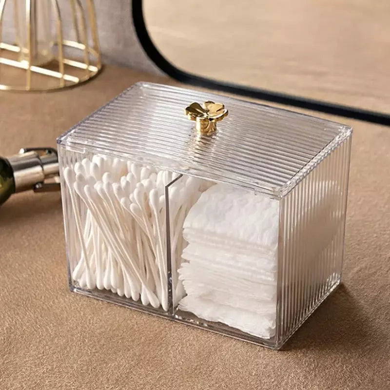Acrylic Cotton Swab and Cotton Organizer with Lid