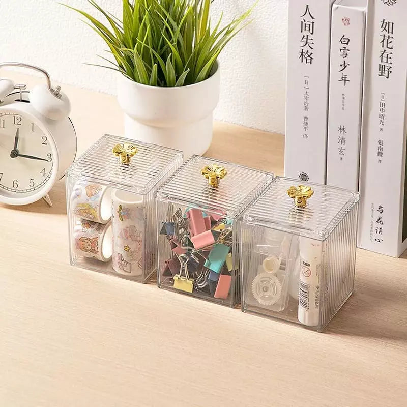 Acrylic Cotton Swab and Cotton Organizer with Lid