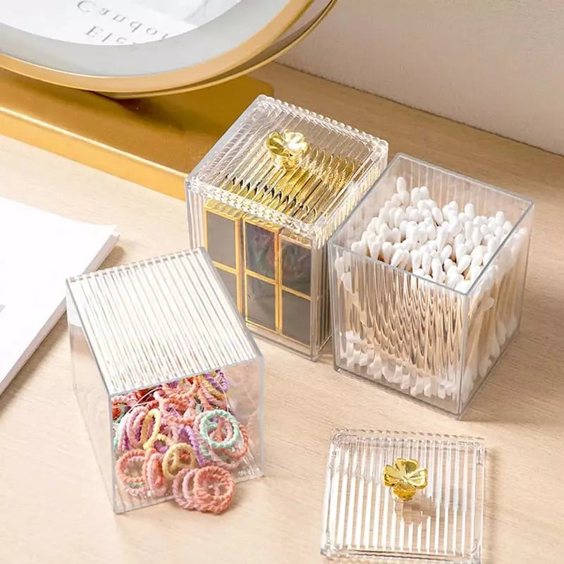 Acrylic Cotton Swab and Cotton Organizer with Lid