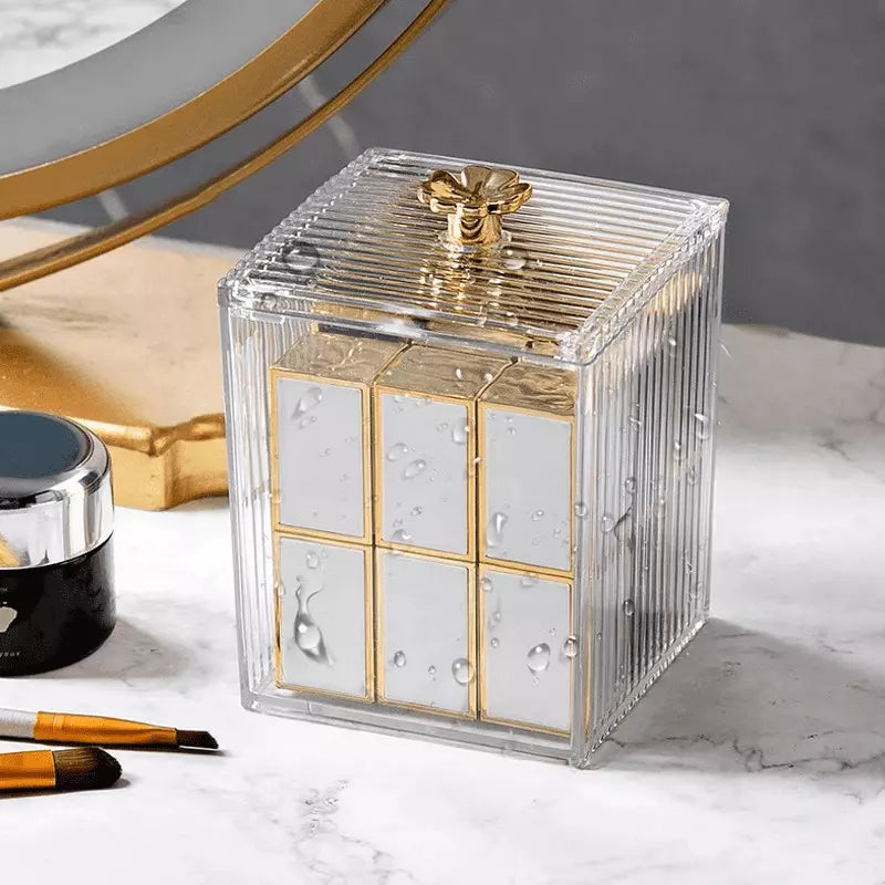 Acrylic Cotton Swab and Cotton Organizer with Lid