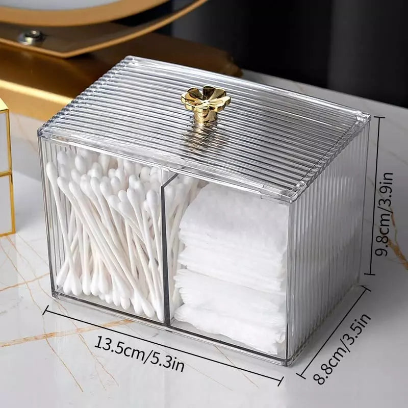 Acrylic Cotton Swab and Cotton Organizer with Lid