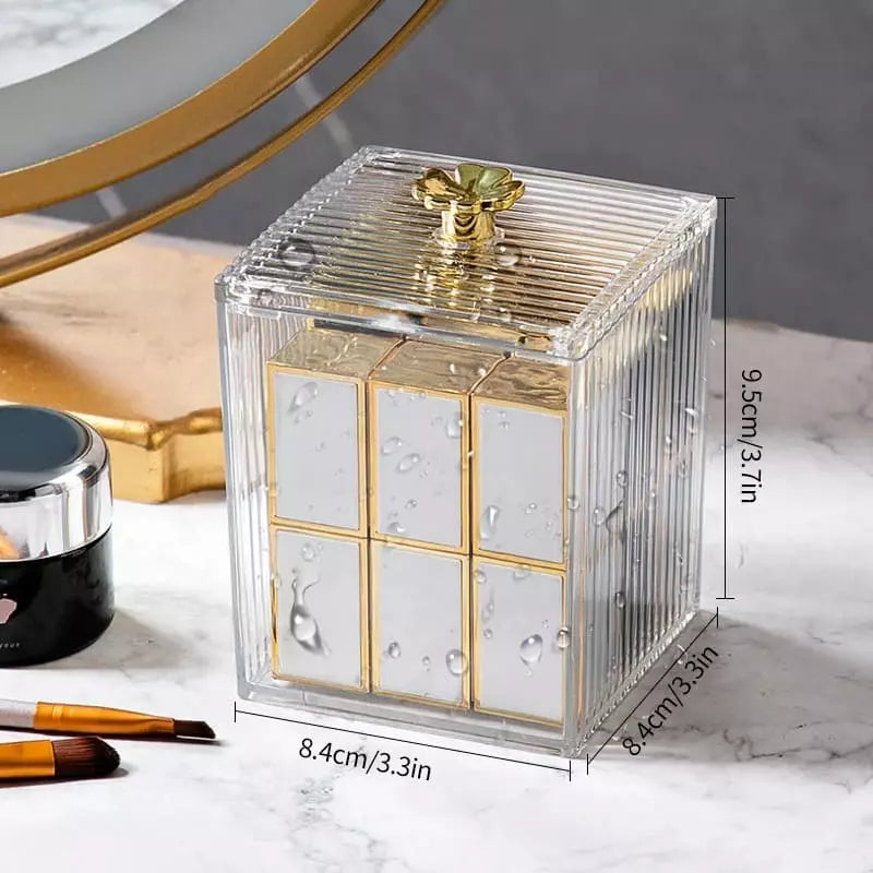 Acrylic Cotton Swab and Cotton Organizer with Lid