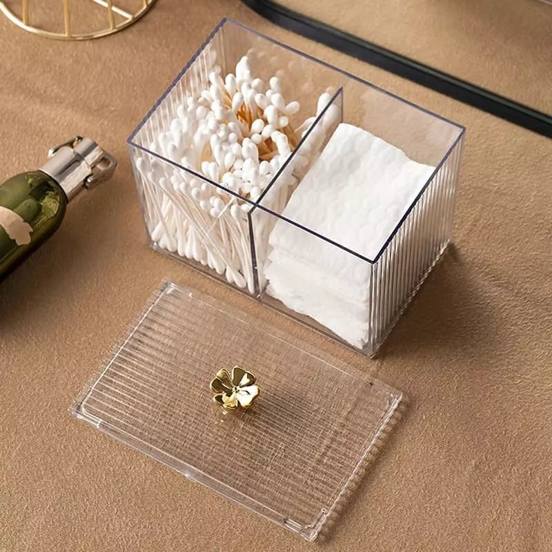 Acrylic Cotton Swab and Cotton Organizer with Lid