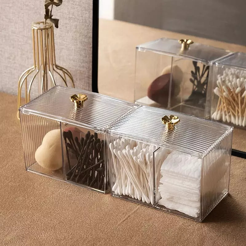 Acrylic Cotton Swab and Cotton Organizer with Lid