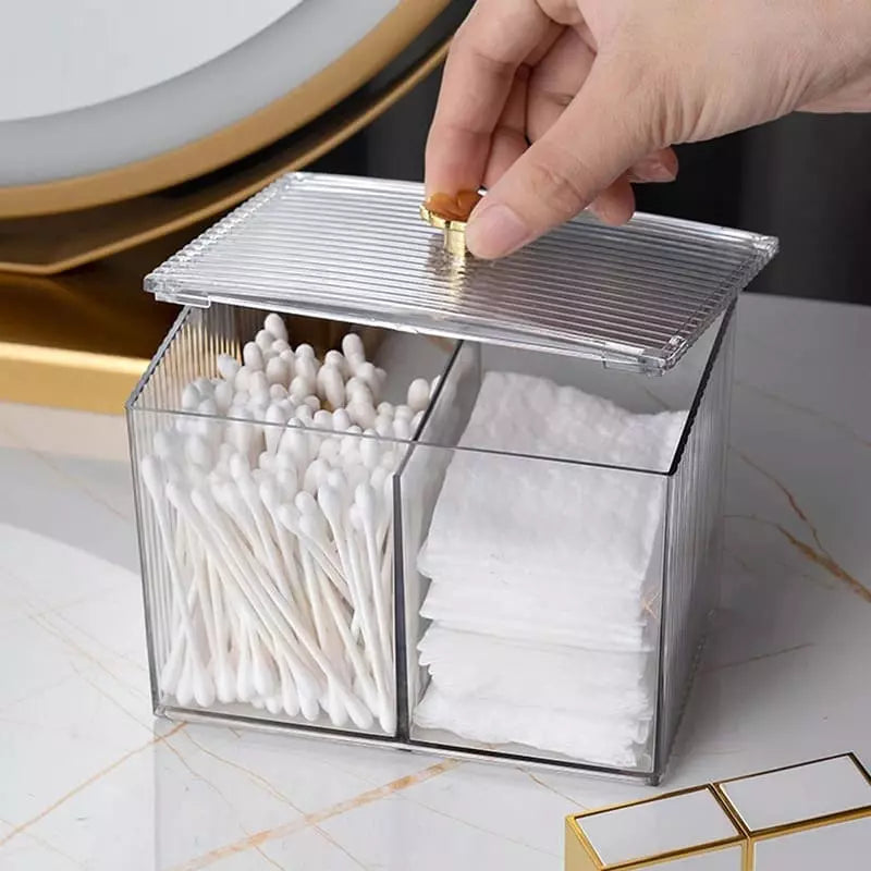 Acrylic Cotton Swab and Cotton Organizer with Lid