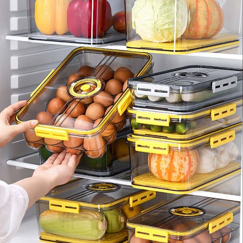 Refrigerator Organizer with Lid and Date Marker