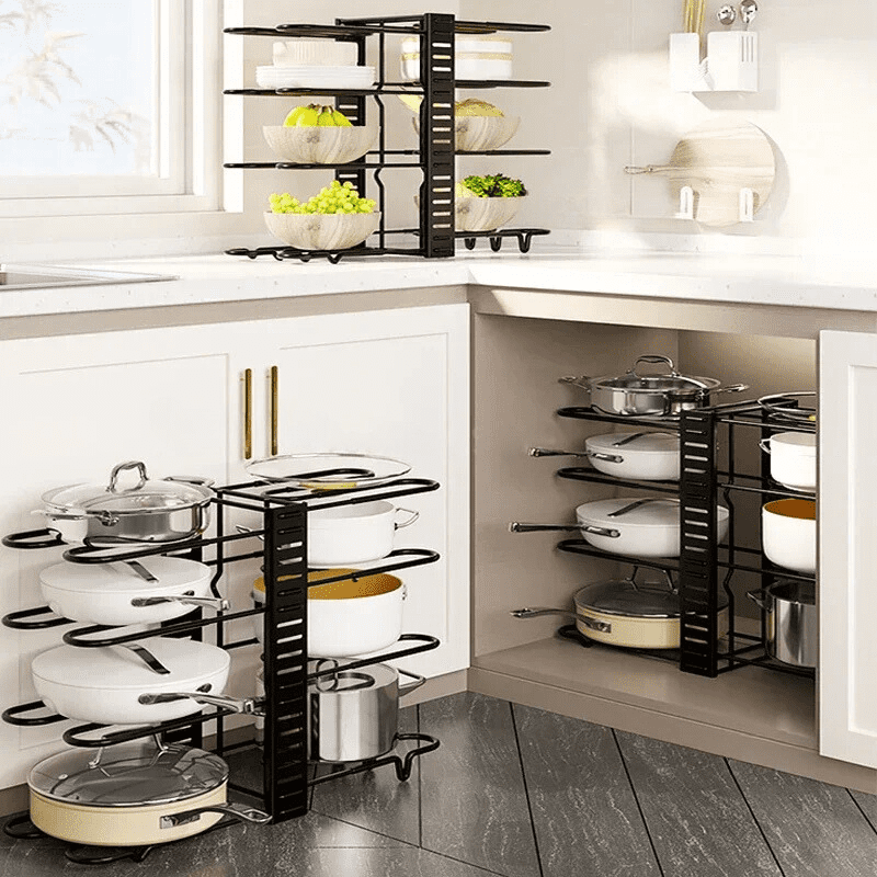 Kitchen Cabinet Pot and Lid Organizer