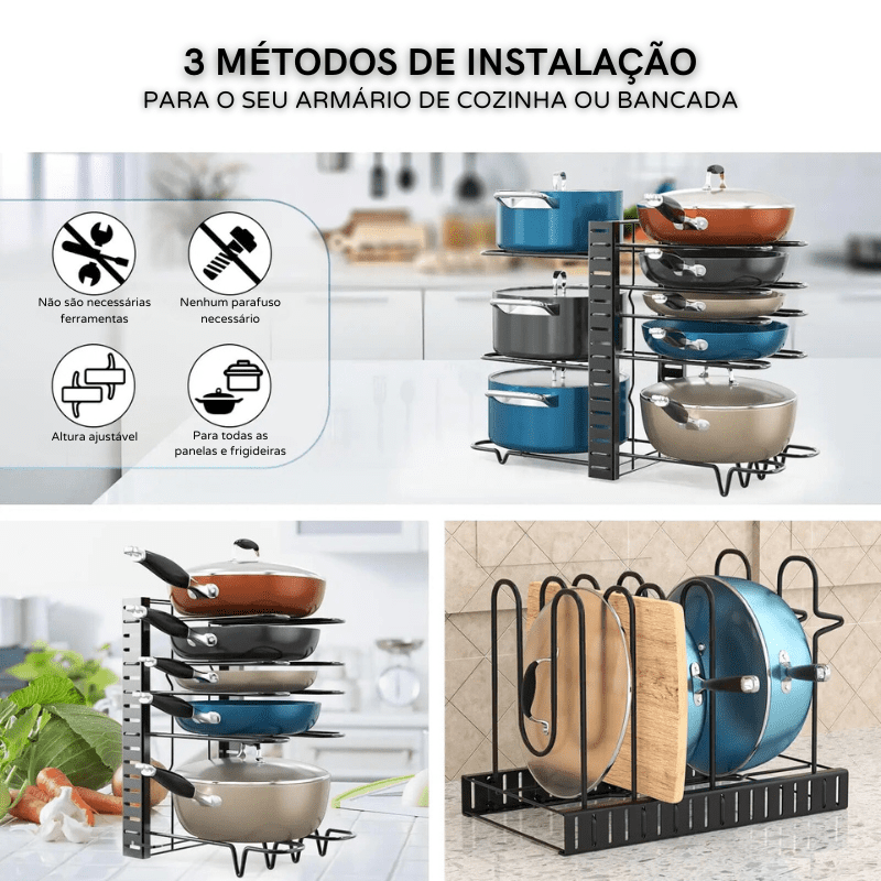 Kitchen Cabinet Pot and Lid Organizer