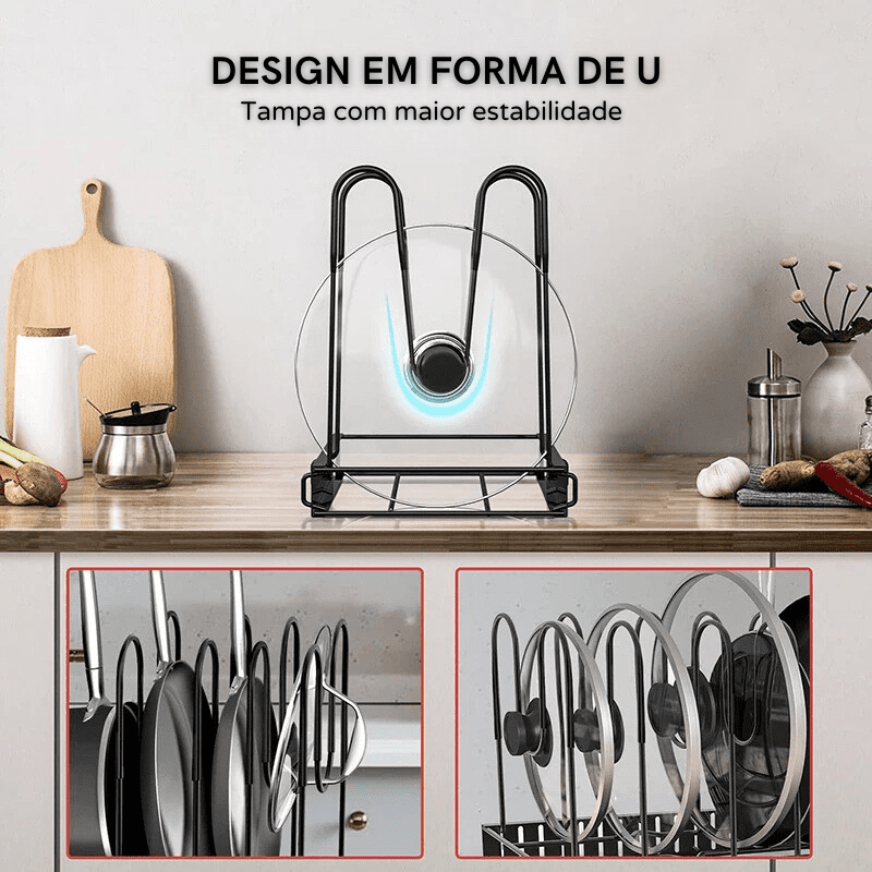 Kitchen Cabinet Pot and Lid Organizer