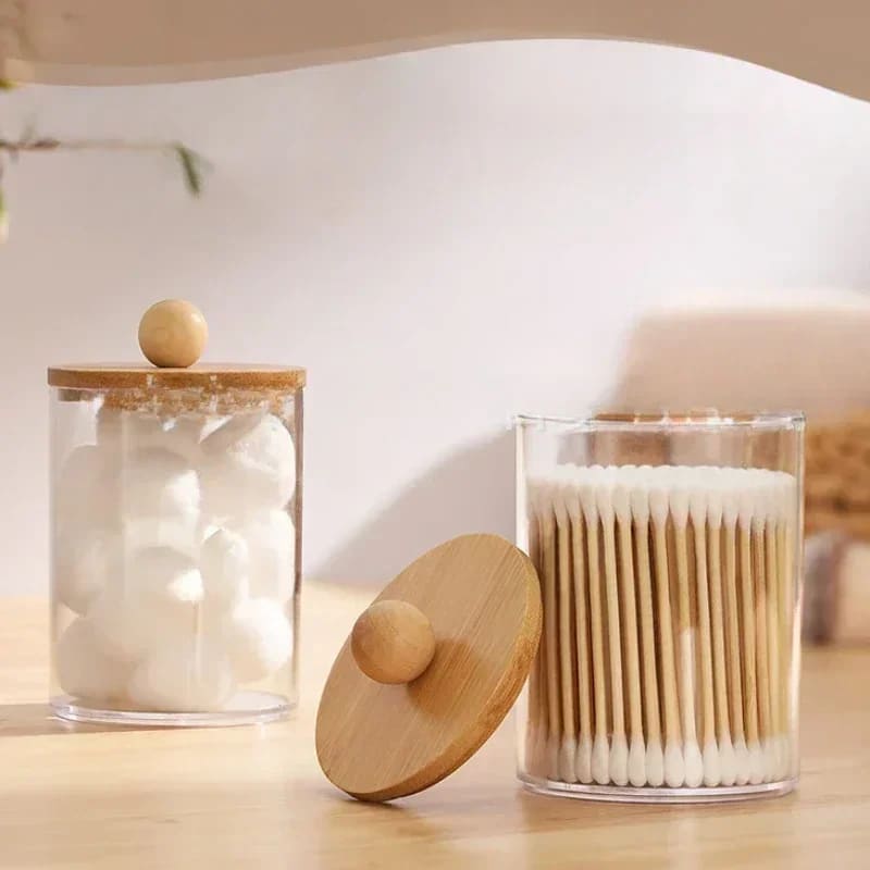 Acrylic Cotton and Cotton Swab Organizer Kit