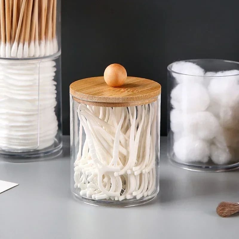 Acrylic Cotton and Cotton Swab Organizer Kit