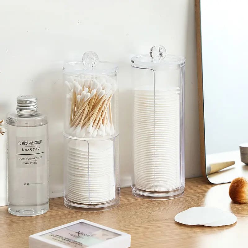 Acrylic Cotton and Cotton Swab Organizer Kit
