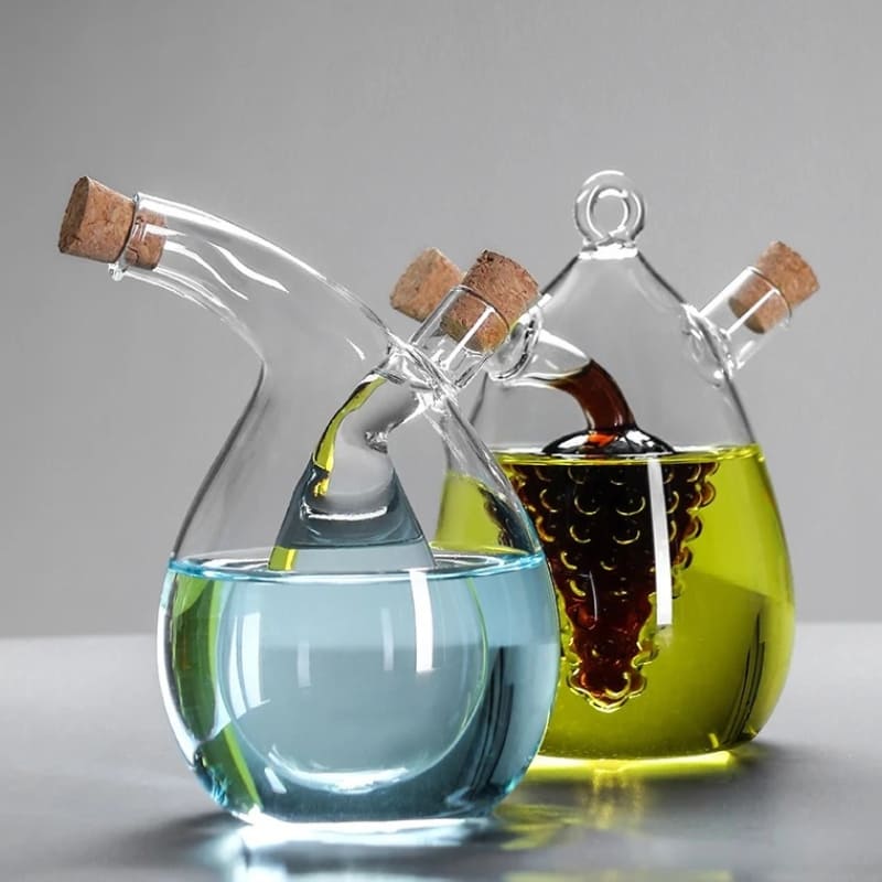 Glass Oil and Vinegar Bottle with Cork 2-in-1