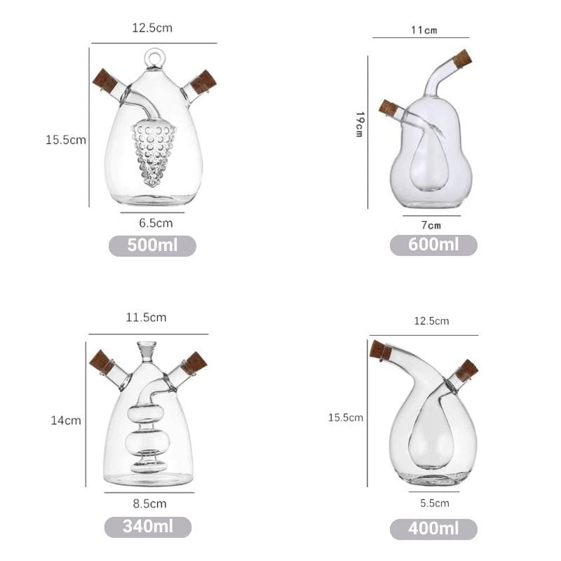 Glass Oil and Vinegar Bottle with Cork 2-in-1