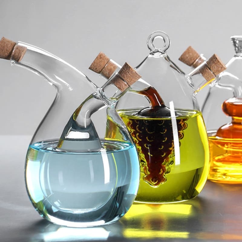Glass Oil and Vinegar Bottle with Cork 2-in-1