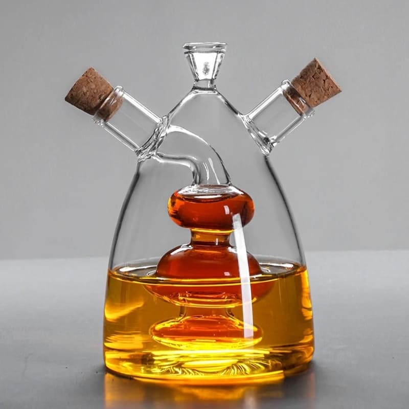 Glass Oil and Vinegar Bottle with Cork 2-in-1
