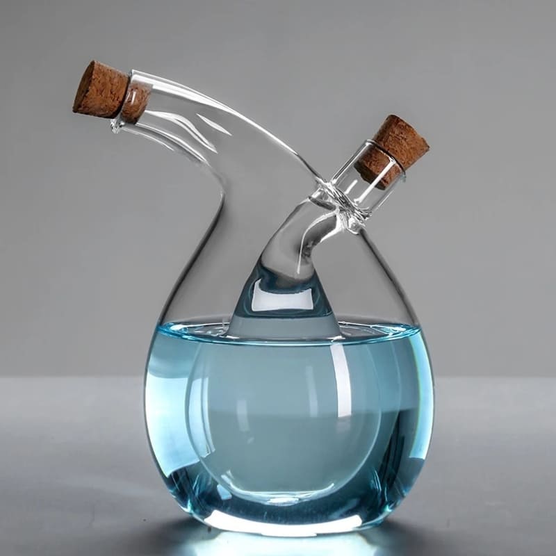 Glass Oil and Vinegar Bottle with Cork 2-in-1