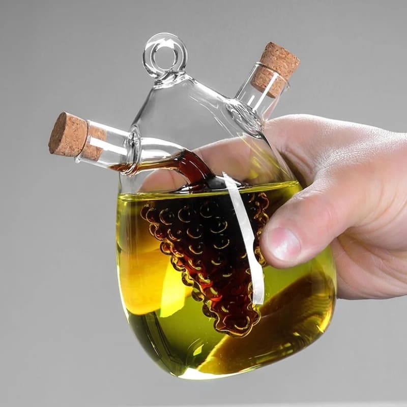 Glass Oil and Vinegar Bottle with Cork 2-in-1