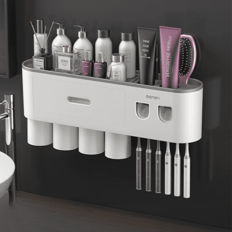 Toothbrush Holder Dispenser with Drawer and Cups