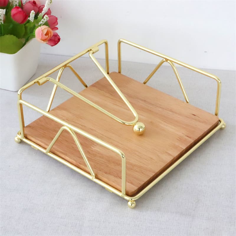 Luxury Modern Wooden Stainless Steel Table Napkin Holder
