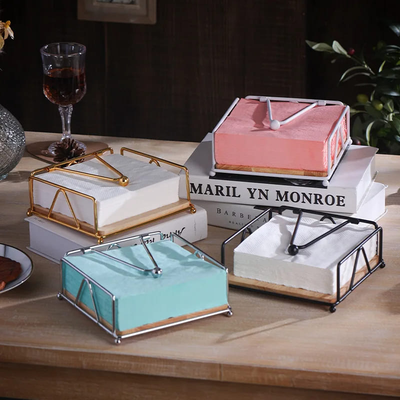 Luxury Modern Wooden Stainless Steel Table Napkin Holder