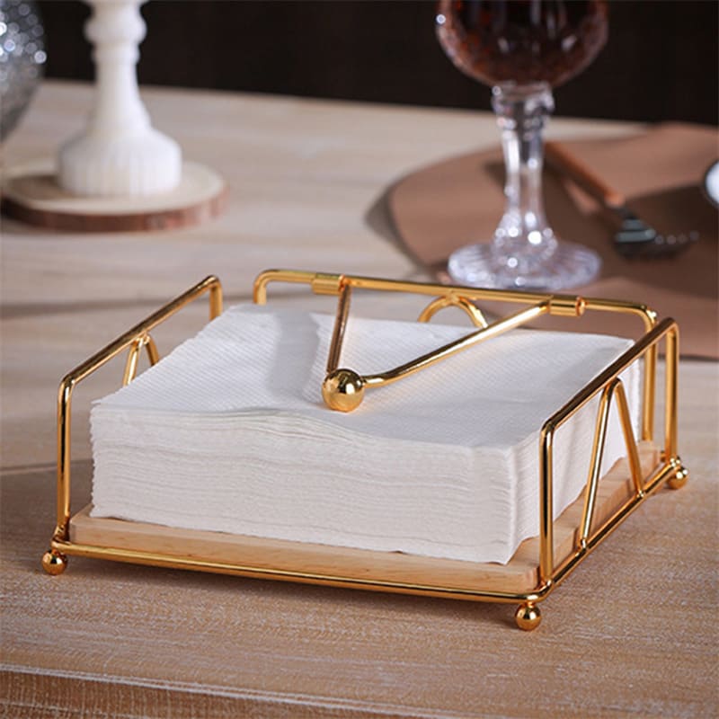Luxury Modern Wooden Stainless Steel Table Napkin Holder
