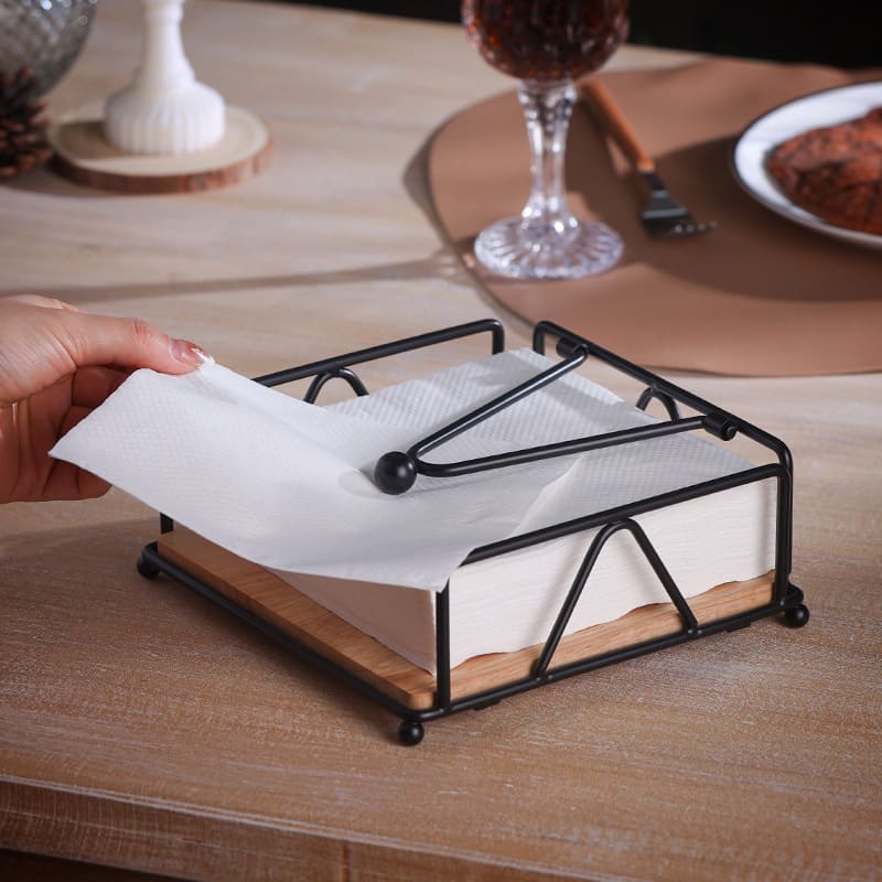 Luxury Modern Wooden Stainless Steel Table Napkin Holder