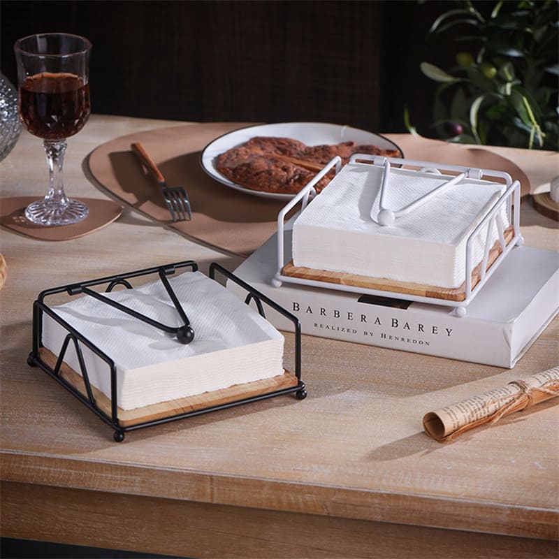Luxury Modern Wooden Stainless Steel Table Napkin Holder