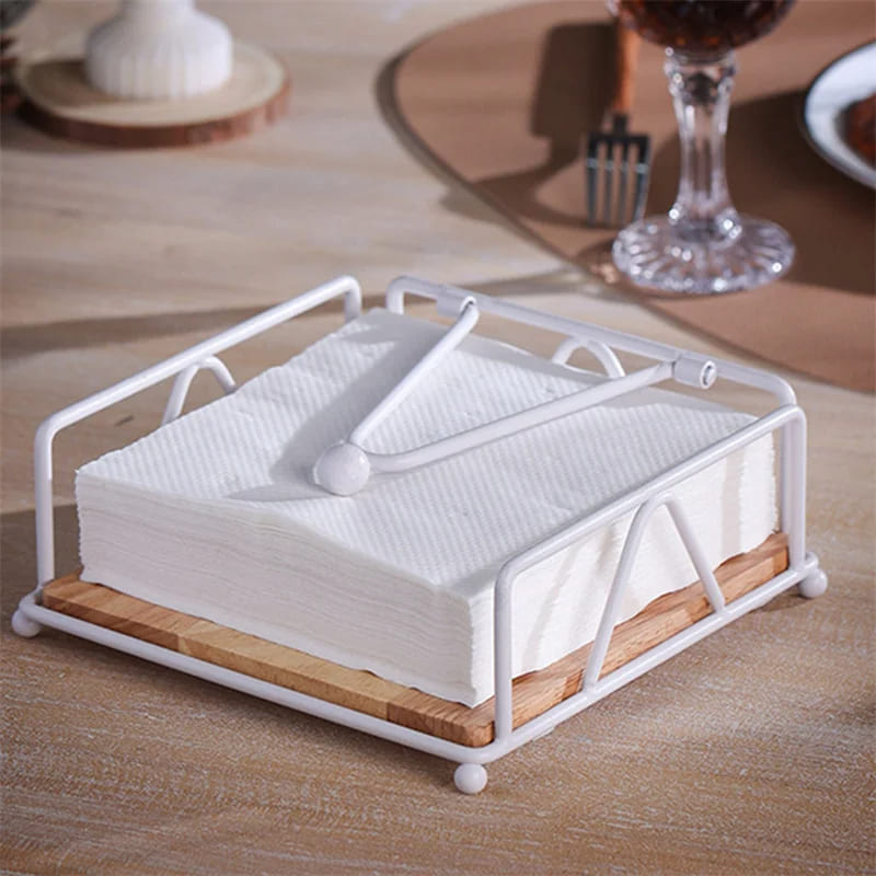 Luxury Modern Wooden Stainless Steel Table Napkin Holder