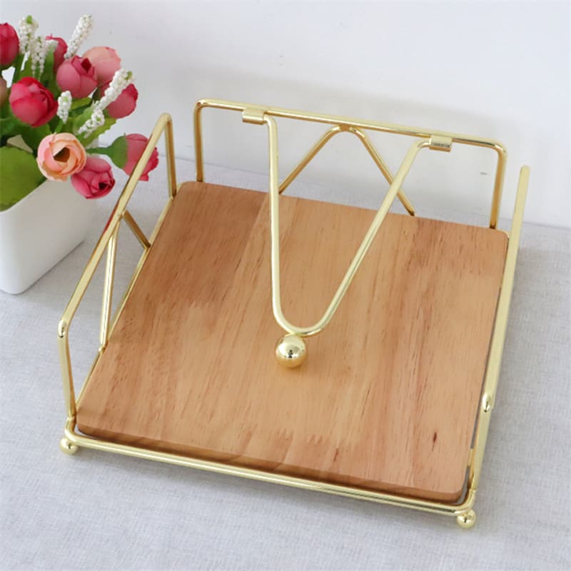 Luxury Modern Wooden Stainless Steel Table Napkin Holder