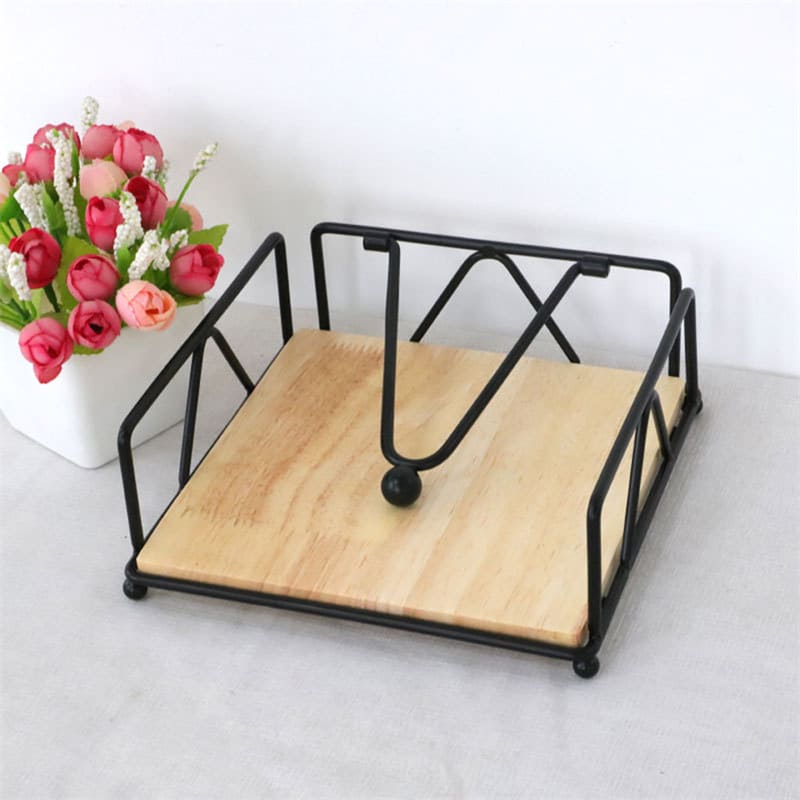 Luxury Modern Wooden Stainless Steel Table Napkin Holder