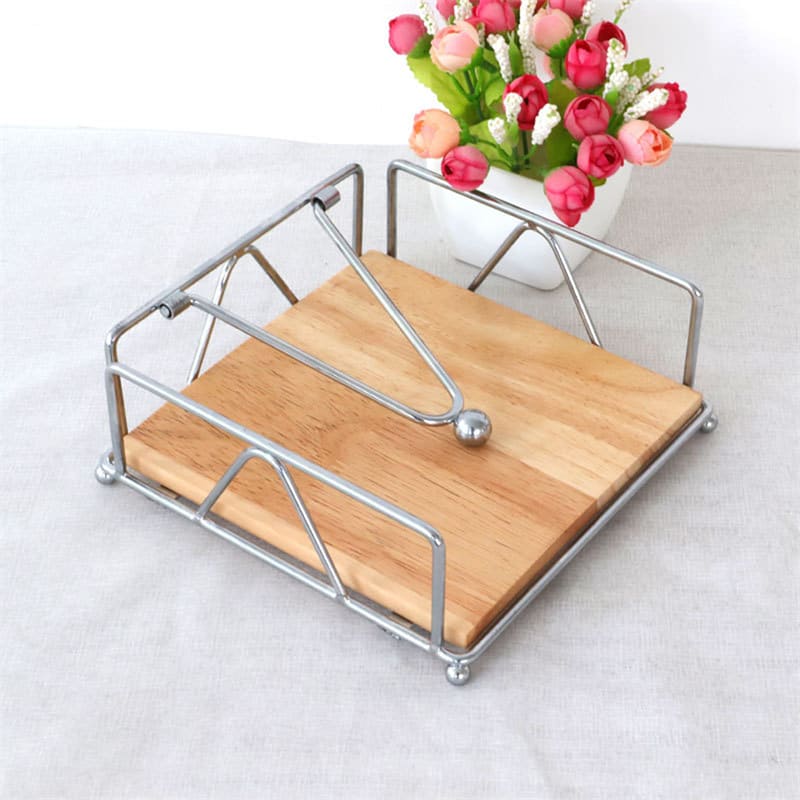 Luxury Modern Wooden Stainless Steel Table Napkin Holder