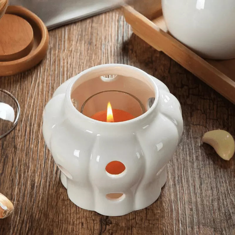 Ceramic Mug with Decorative Wooden Lid