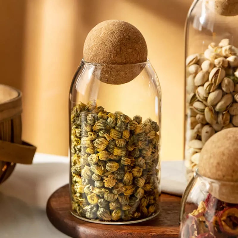Borossalica Glass Jars with Cork Lid