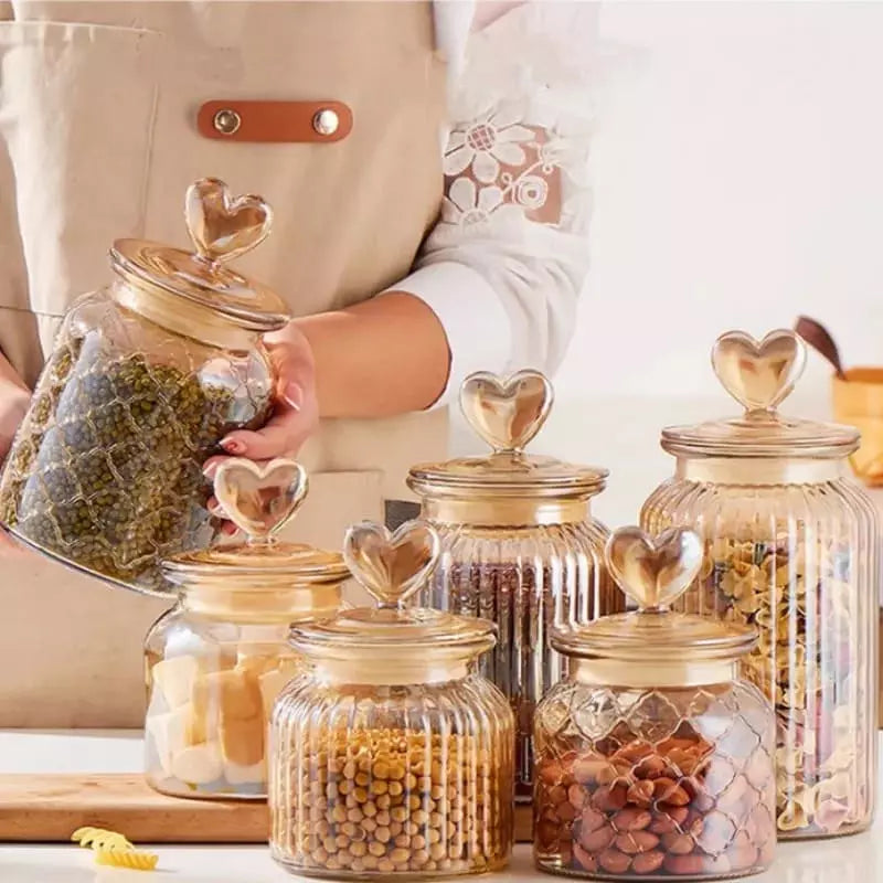 Airtight Glass Jars Food Storage Containers with Plastic Lid