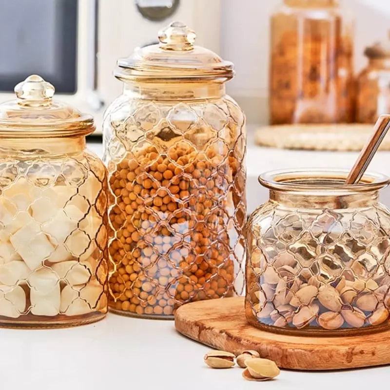 Airtight Glass Jars Food Storage Containers with Plastic Lid