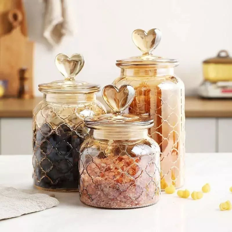 Airtight Glass Jars Food Storage Containers with Plastic Lid