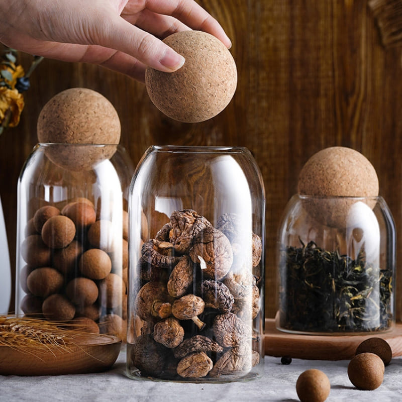 Borossalica Glass Jars with Cork Lid