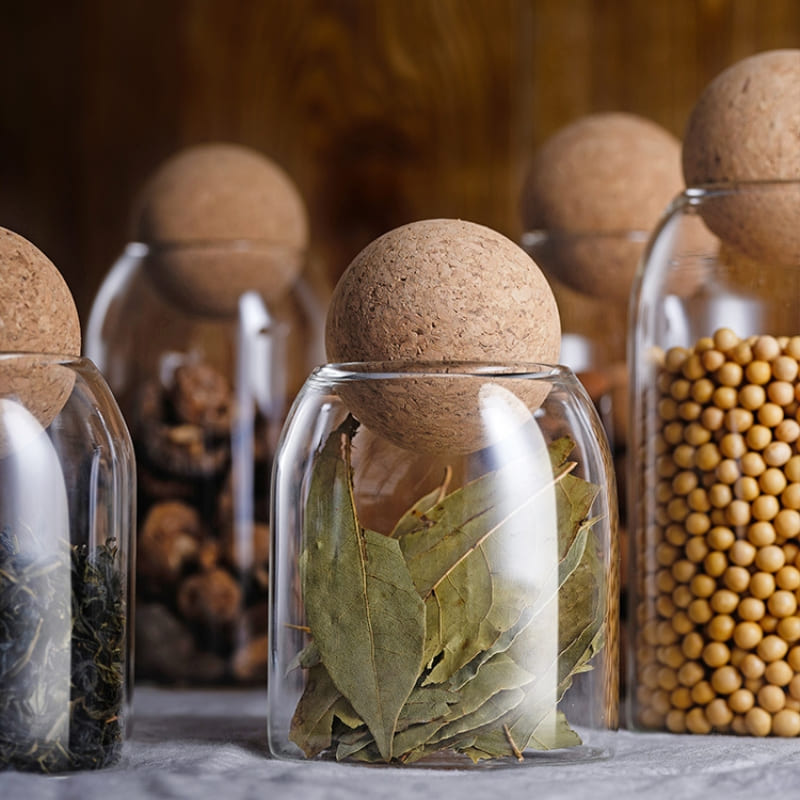 Borossalica Glass Jars with Cork Lid