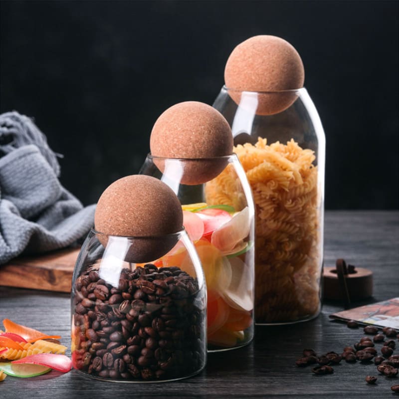 Borossalica Glass Jars with Cork Lid