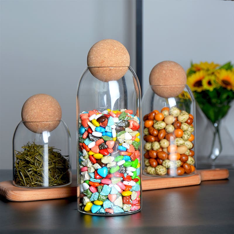 Borossalica Glass Jars with Cork Lid