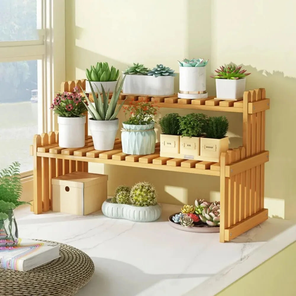 Multi-Purpose Wooden Shelf for Plants